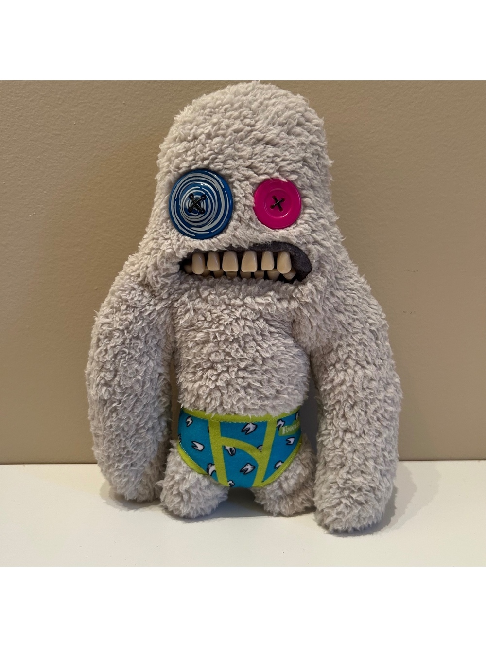 Fuggler Ugly Monster Sasquoosh Grey 9" Plush w Teeth Yeti Underwear Retired